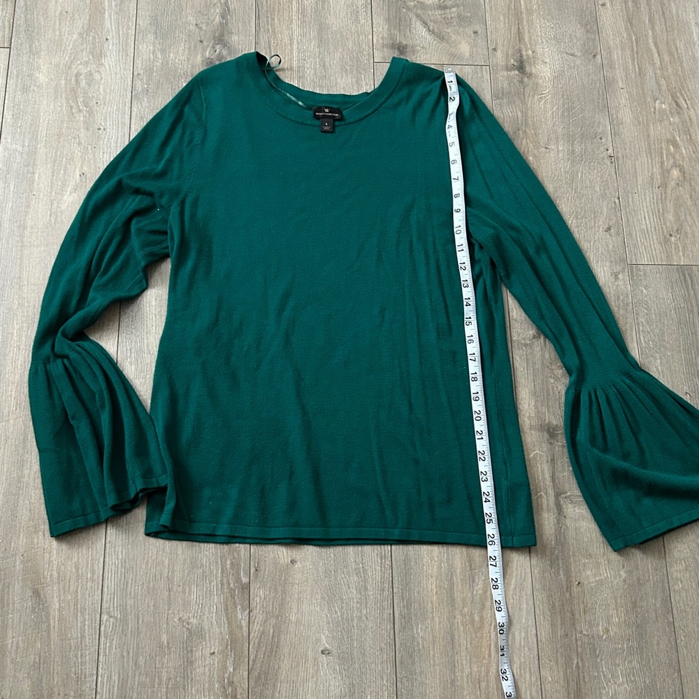 Worthington Emerald Green Long Sleeve Top with Bell Sleeves - Picture 5 of 9